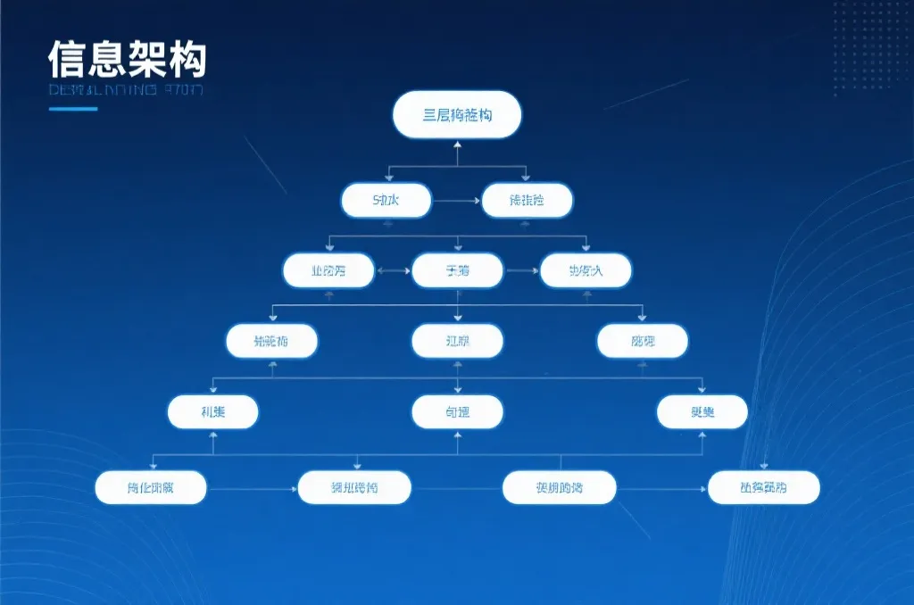 多层级信息架构流程图，简洁科技感